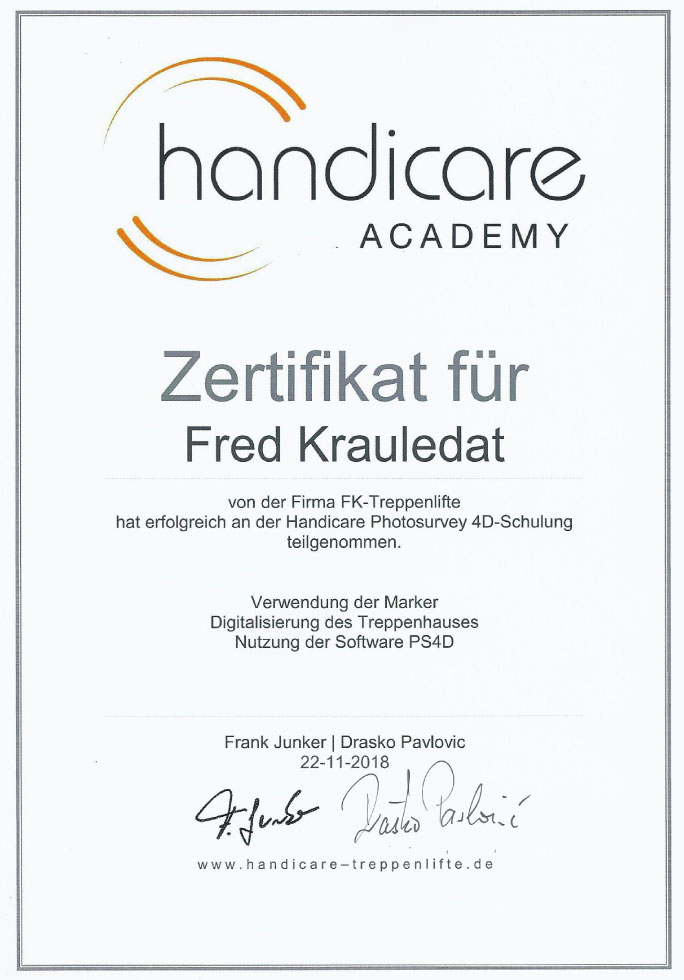 zertifizierter Partner von Handicare Accessibility GmbH
